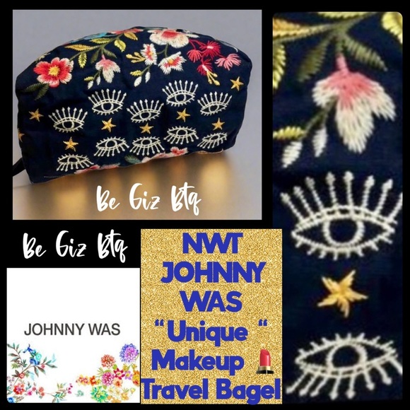 NWT Johnny Was Lissa Makeup Bag Sapphire Blue